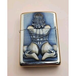 Zippo Lighter Sexy Lady Backside Bondage Medallion Brass New
